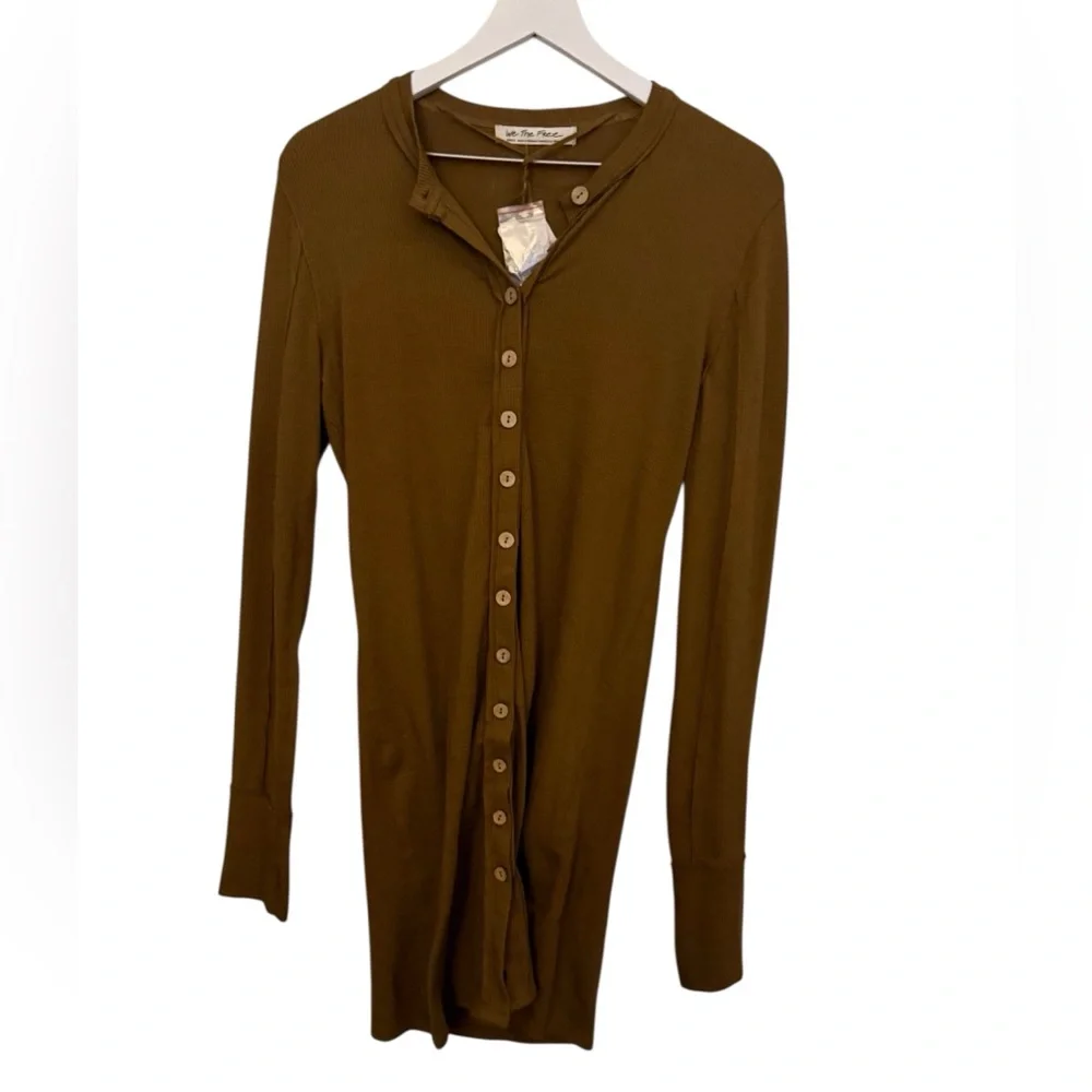 Free People We The Free Gia Cardigan/Dress in Warm Tobacco - Picture 8 of 11